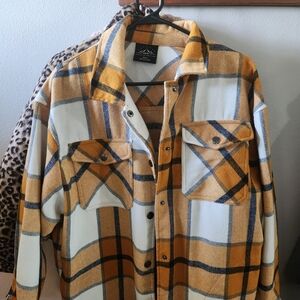 Levi's Women's Plaid Jacket - Orange and White
